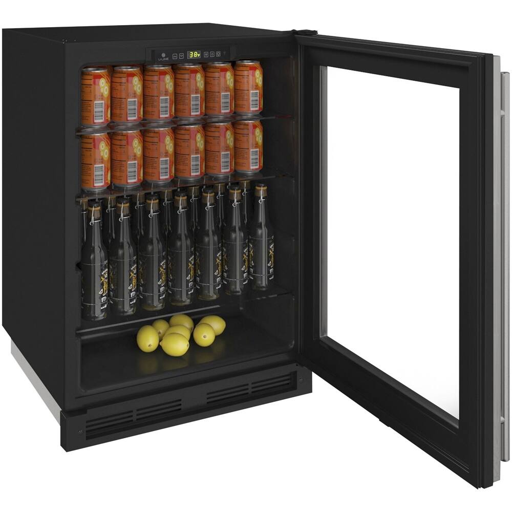Left View: U-Line - 1000 Series 5.4 Cu. Ft. Built-In Mini Fridge - Stainless steel