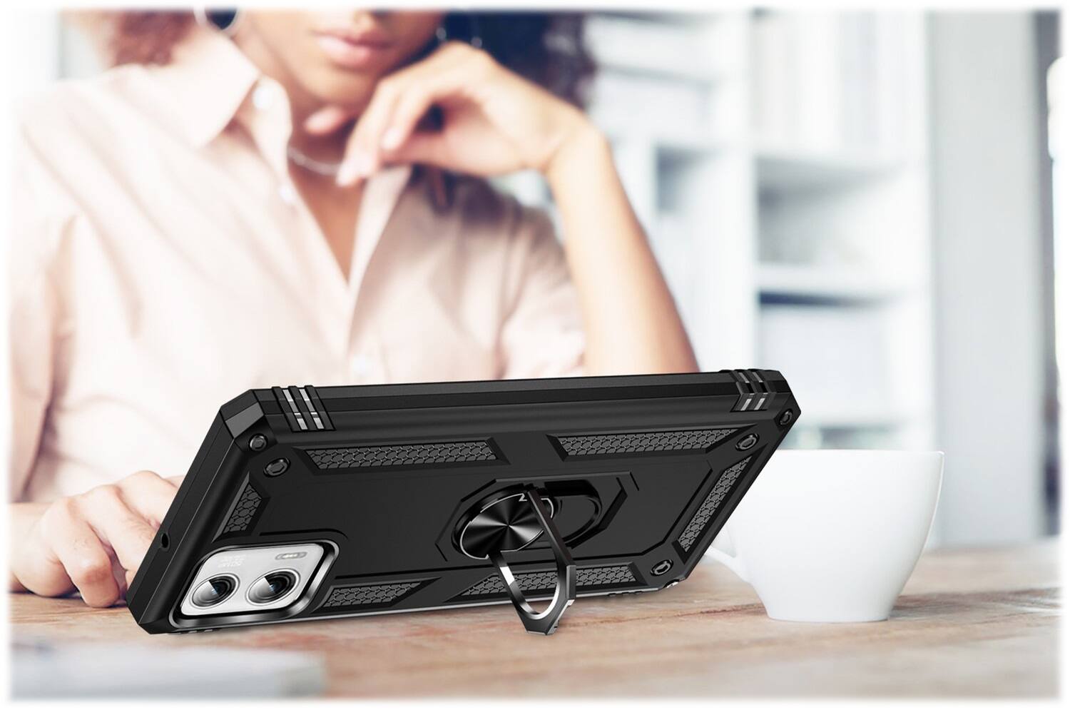 Alt View 16. SaharaCase - Military Kickstand Case for Motorola Moto G 5G (2023) - Black.