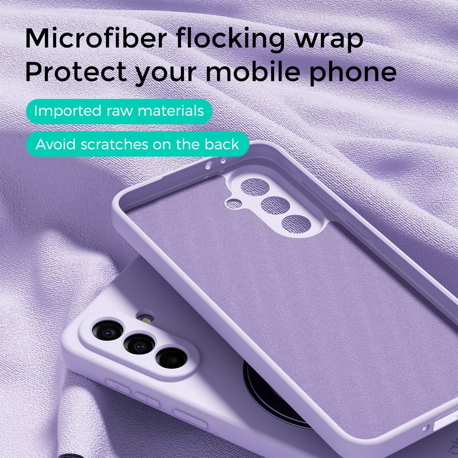 Microfiber flocking wrap  
Protect your mobile phone  
Imported raw materials  
Avoid scratches on the back