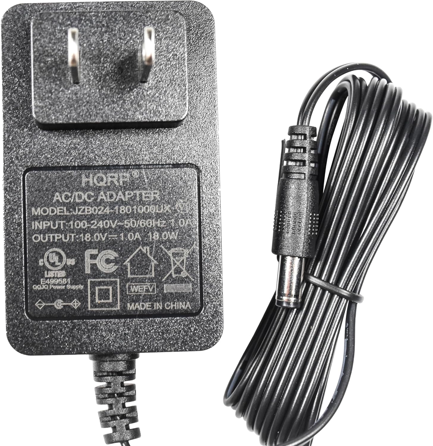 HORP AC/DC ADAPTER  
MODEL: JZB024-180100UX  
INPUT: 100-240V-50/60Hz  
OUTPUT: 18.0V - 1.0A (18W)  
UL LISTED E499581  
FC  
WEEE  
MADE IN CHINA