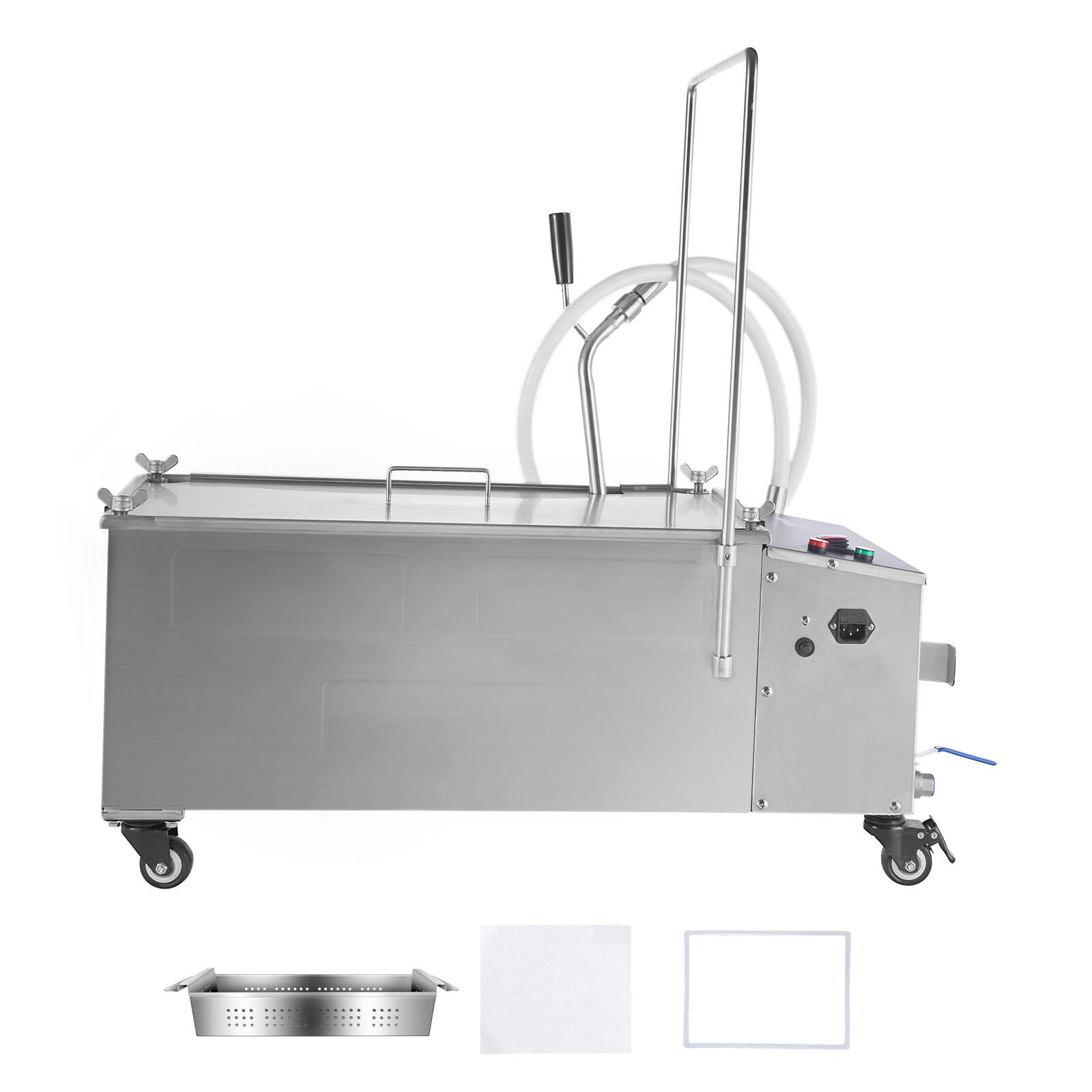 Alt View 5. VEVOR - Portable Oil Filtering Unit, 38L Capacity, 10 L/min Filtering Speed, Equipped with Swivel Casters - Sliver.