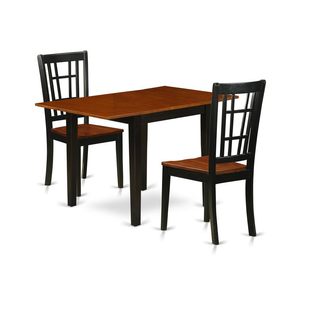 Left. East West Furniture - Dining Room Set Black & Cherry - Brown.