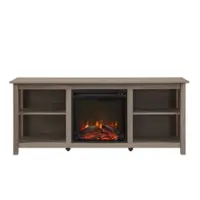 Walker Edison - Mission-Style Fireplace TV Stand for Most TVs up to 65” - Driftwood - Front_Zoom