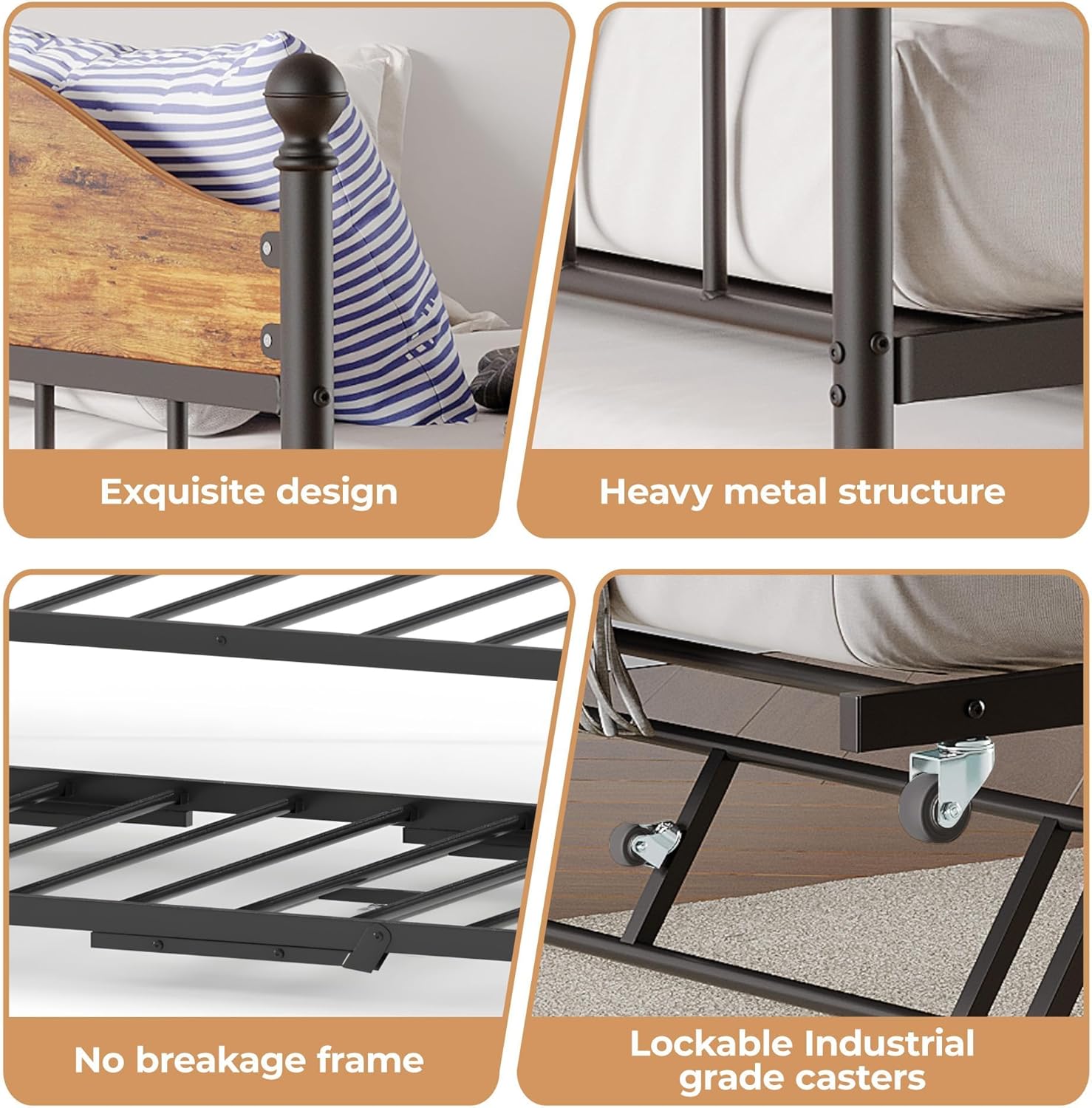 Exquisite design  
Heavy metal structure  
No breakage frame  
Lockable Industrial grade casters