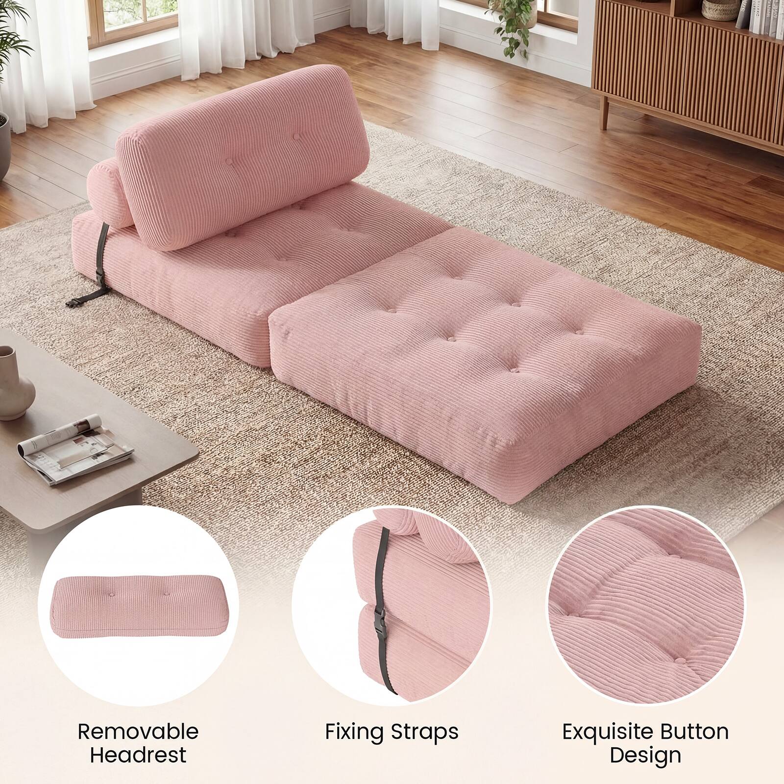NA Removable Headrest Fixing Straps Exquisite Button Design

- Removable Headrest
- Fixing Straps
- Exquisite Button Design