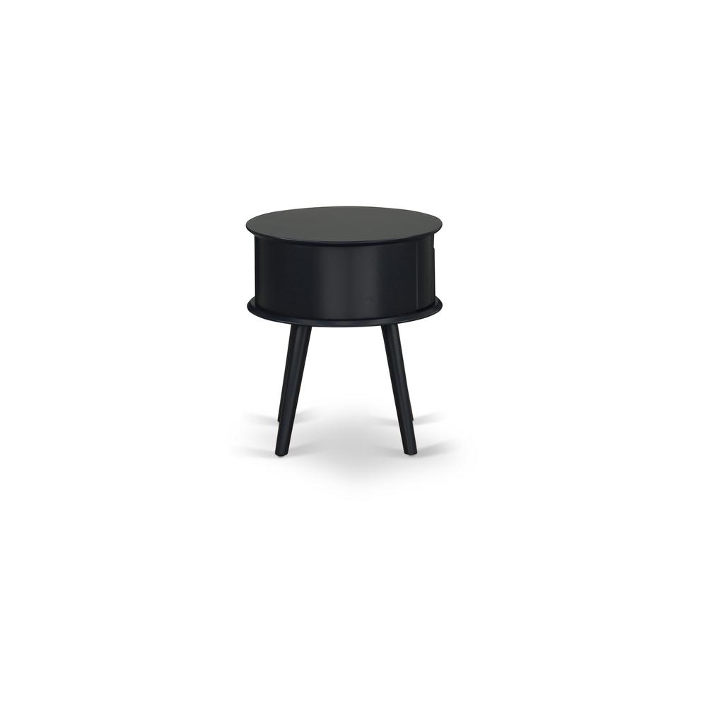 Left. East West Furniture - Night Stand Navy Blue - Brown.