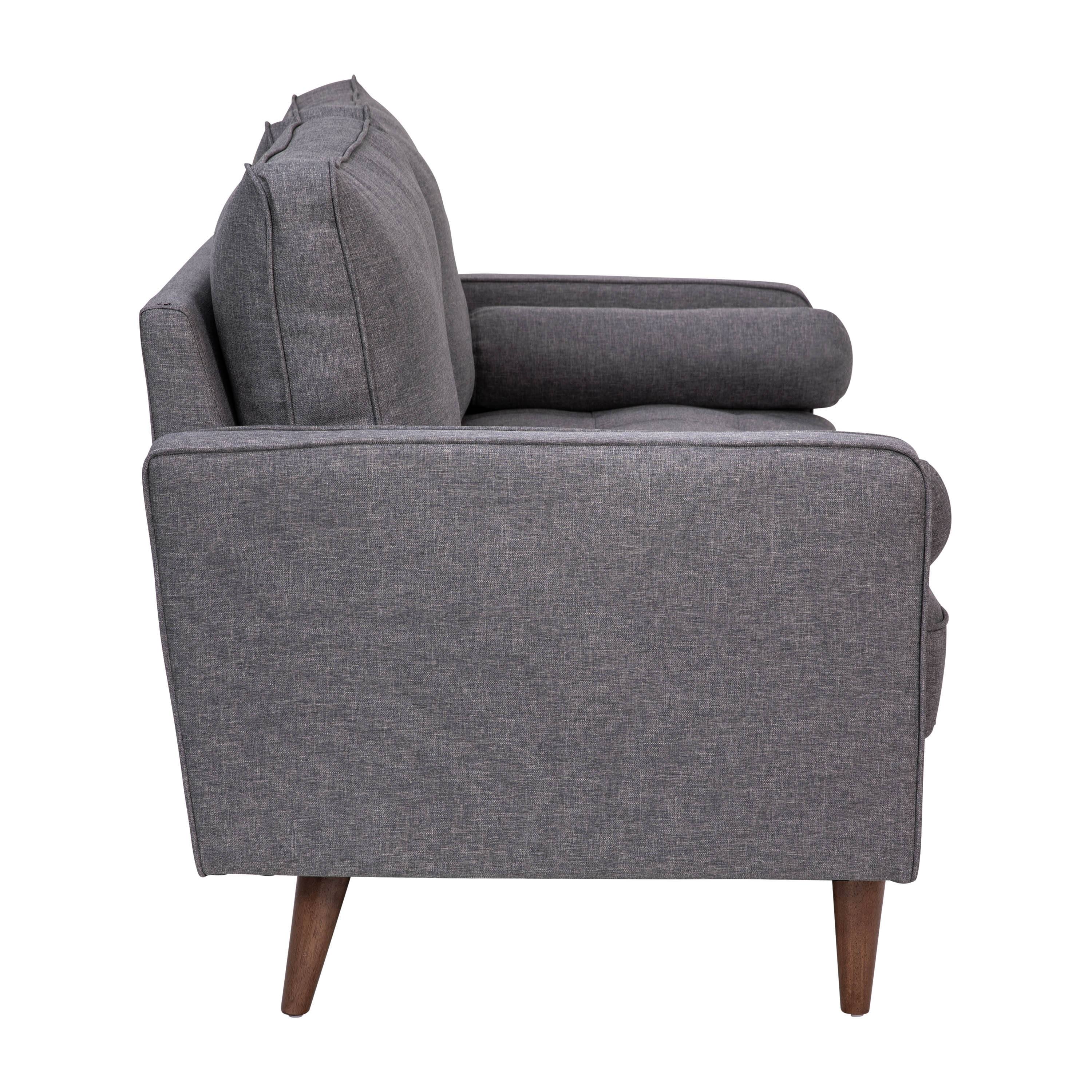 Alt View 8. Emma + Oliver - Holden Upholstered Mid-Century Modern Pocket Spring Loveseat with Wooden Legs and Removable Back Cushions - Dark Gray.