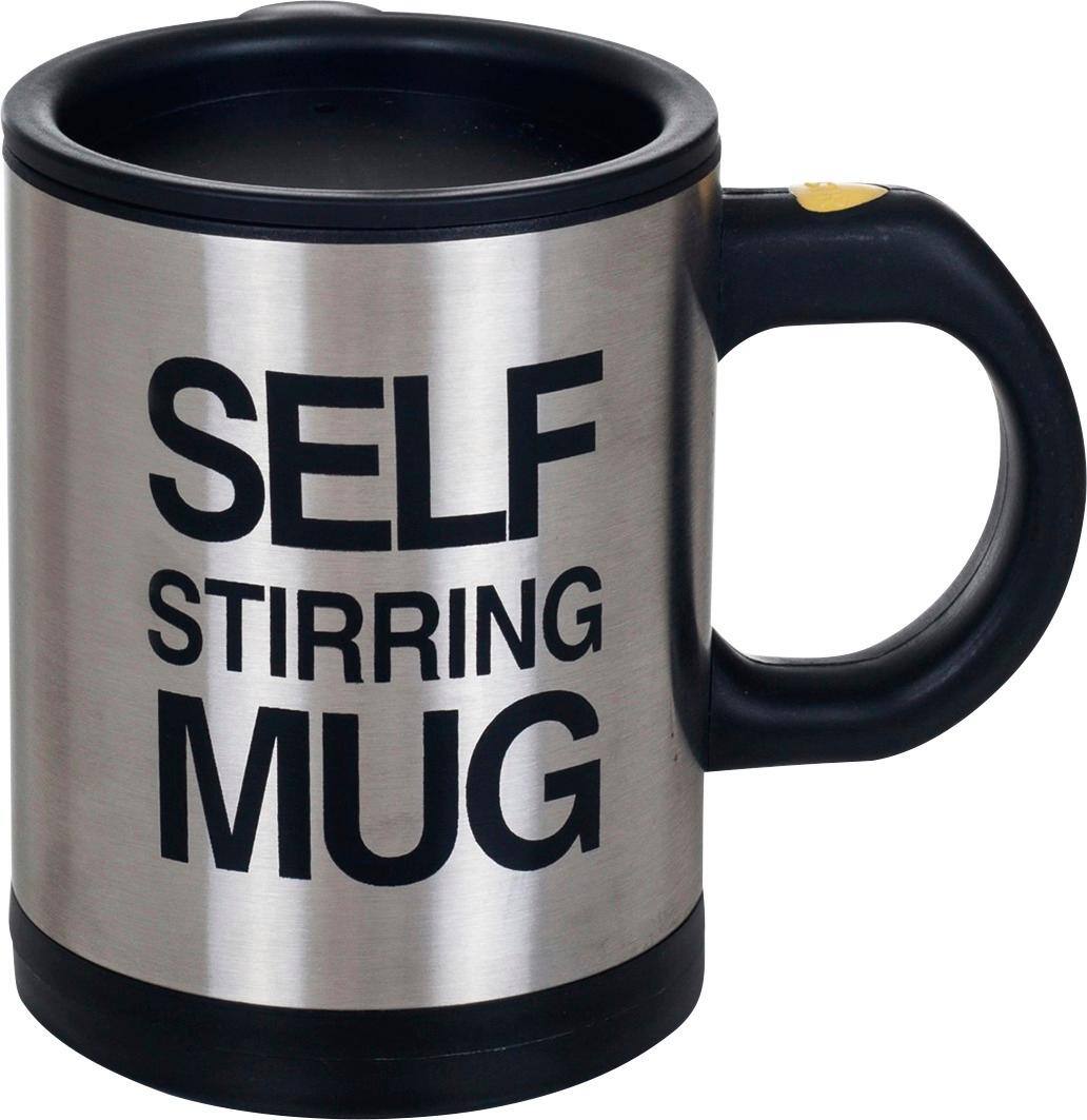 Angle. Grand Star - 11.8-Oz. Self-Stirring Mug - Silver/Black.