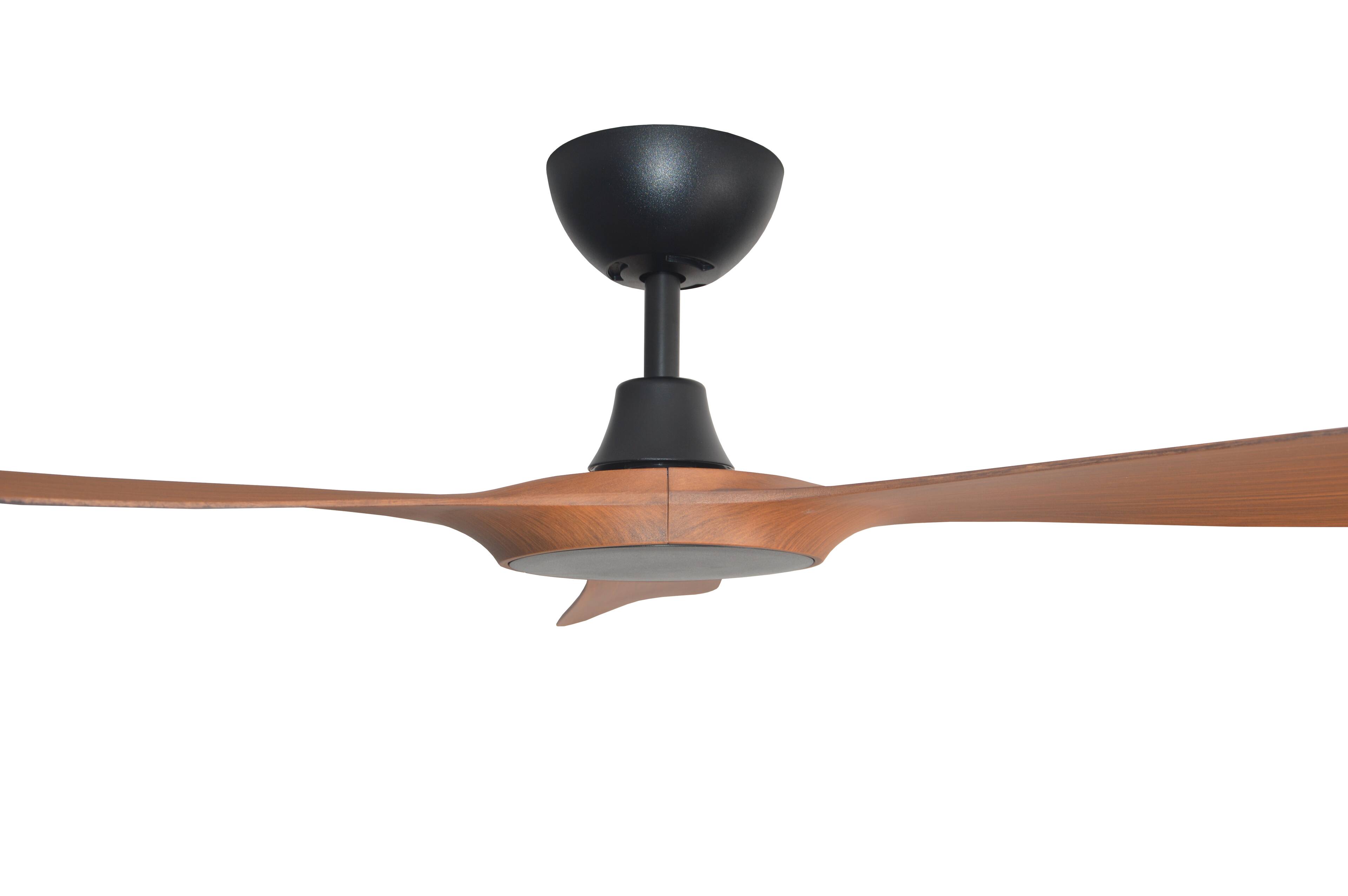Alt View 2. ENLIGHT - 56" Smart Ceiling Fan, IP66 Outdoor & Coastal, Weather Resist, Efficient & Quiet DC Motor, Reverse Mode, Matter, 3 Blade - Teak Woodgrain.