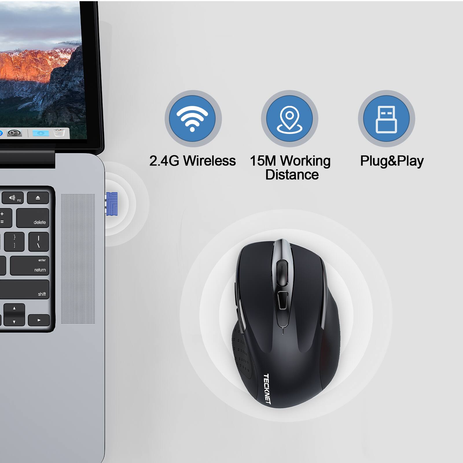 2.4G Wireless 15M Working Plug&Play Distance

F2

delete
enter
return
shift

A
T

TECKNET