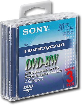  Sony - DVD Rewritable Media - DVD-RW - 2x - 1.40 GB - 3 Pack