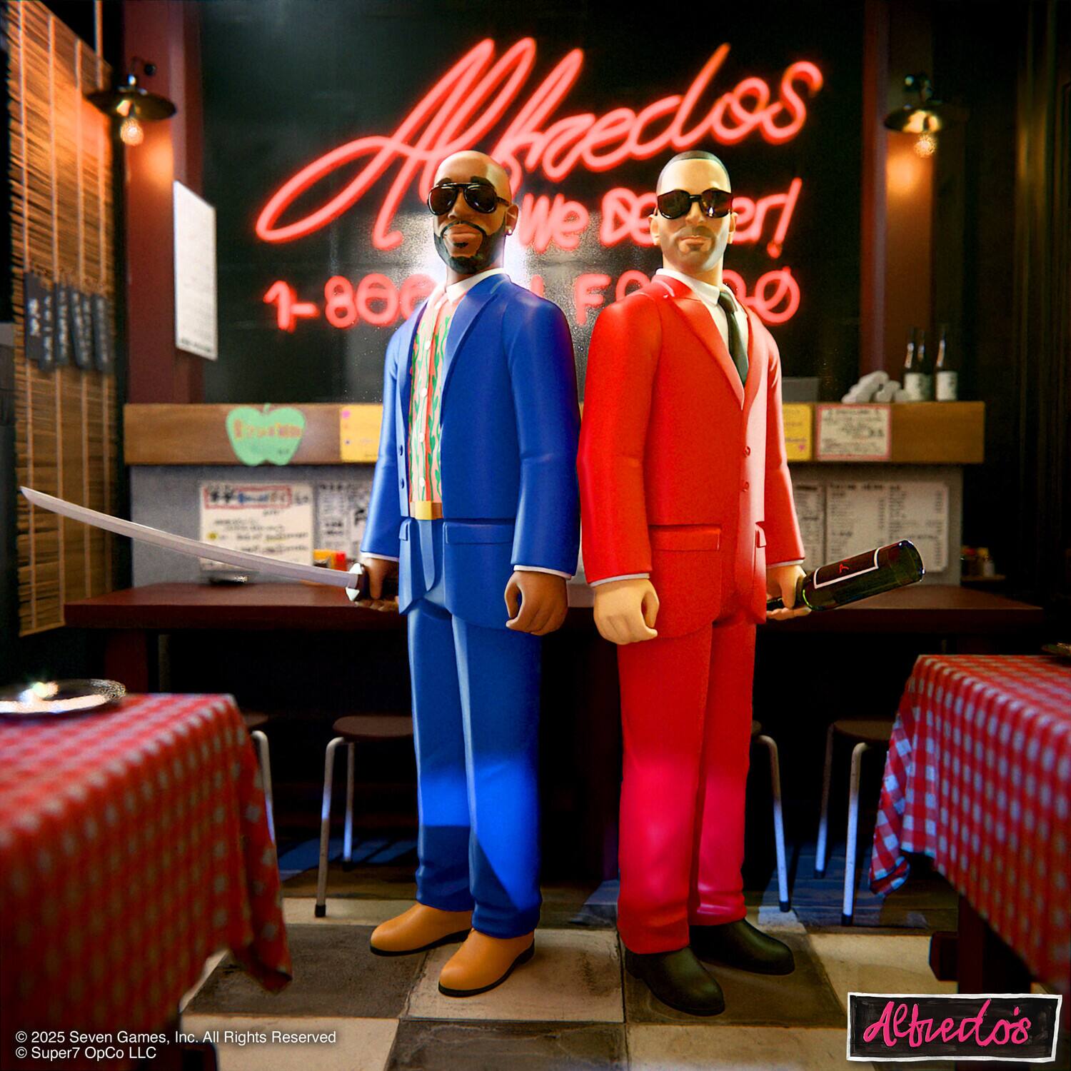 Alfredo's  
We Deliver!  
1-800-FOOD  

© 2025 Seven Games, Inc. All Rights Reserved  
© Super7 OpCo LLC  

Alfredo's