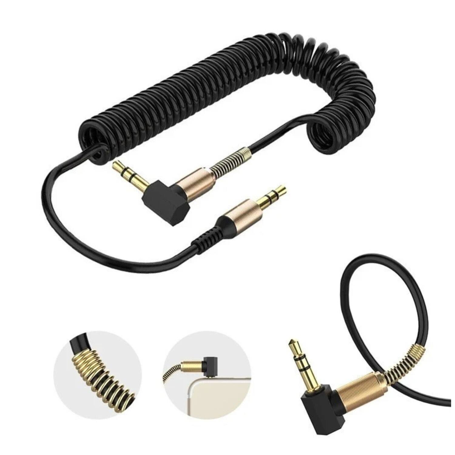 Angle. Home Collection - 2Pcs L-Shaped 3.5mm Male to Male AUX Cable - Black.