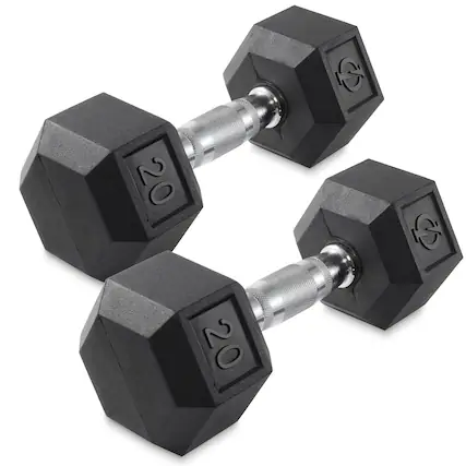 Front. Philosophy Gym - Pair of Rubber Coated Hex Dumbbell - Cast Iron Hand Weight Set - Black.