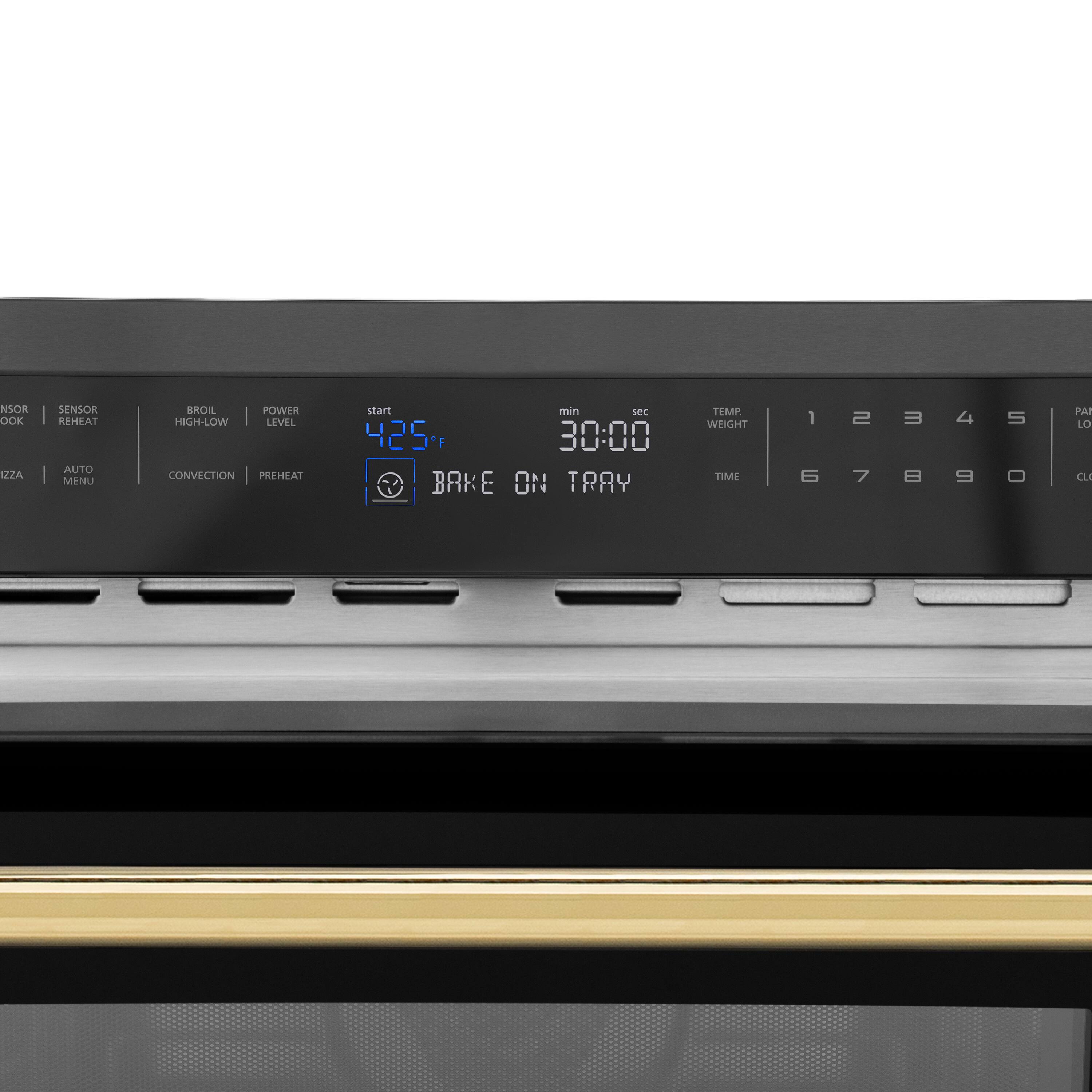 Alt View 14. ZLINE - Autograph Edition 24" 1.6 cu ft. Built-in Convection Microwave Oven in Black Stainless Steel and Polished Gold Accents - Stainless steel.