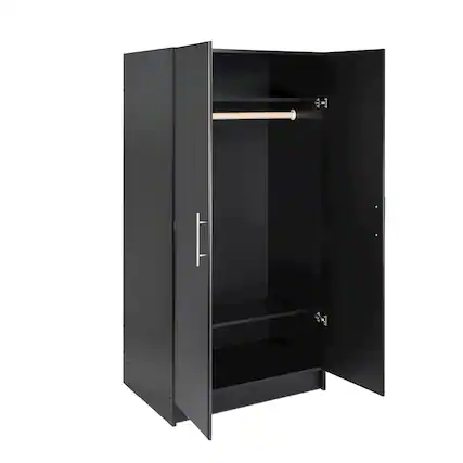 Front. Prepac - Elite 32" Wardrobe Cabinet, Black - Black.