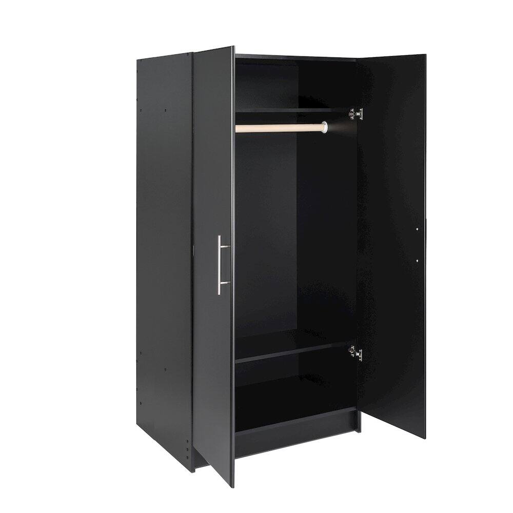Front. Prepac - Elite 32" Wardrobe Cabinet, Black - Black.