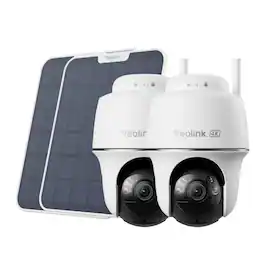 Reolink - 2Pcs Argus PT Ultra 4K 8MP Wireless 360°Auto-Track Security Battery WiFi Camera Person/Car Detection Solar Panel - White