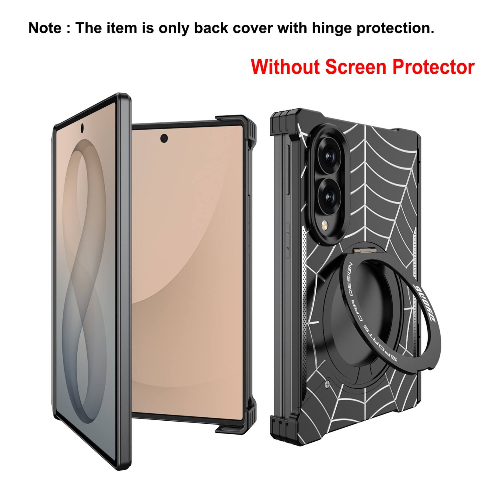 Note: The item is only back cover with hinge protection.  
Without Screen Protector