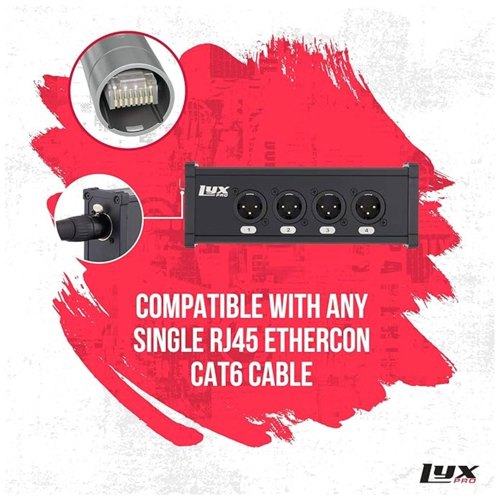 Lyxpro 4‑Channel XLR to RJ45 Ethercon Male Breakout | Audio
