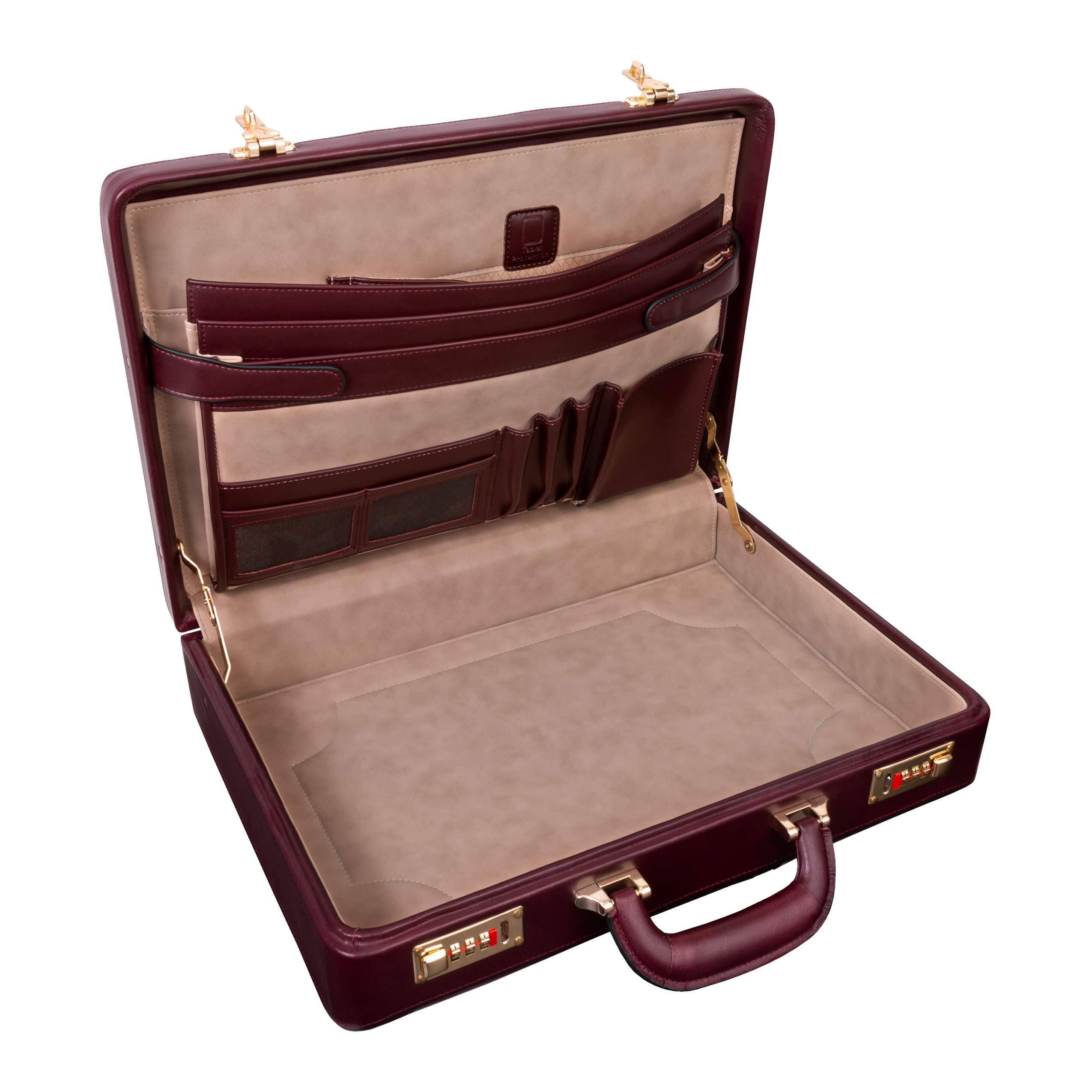 Alt View 3. McKleinUSA - Leather Laptop Tablet Briefcase Attache Business Slim 3-Digit Combination Lock Top Handle Protective Feet - Burgundy.