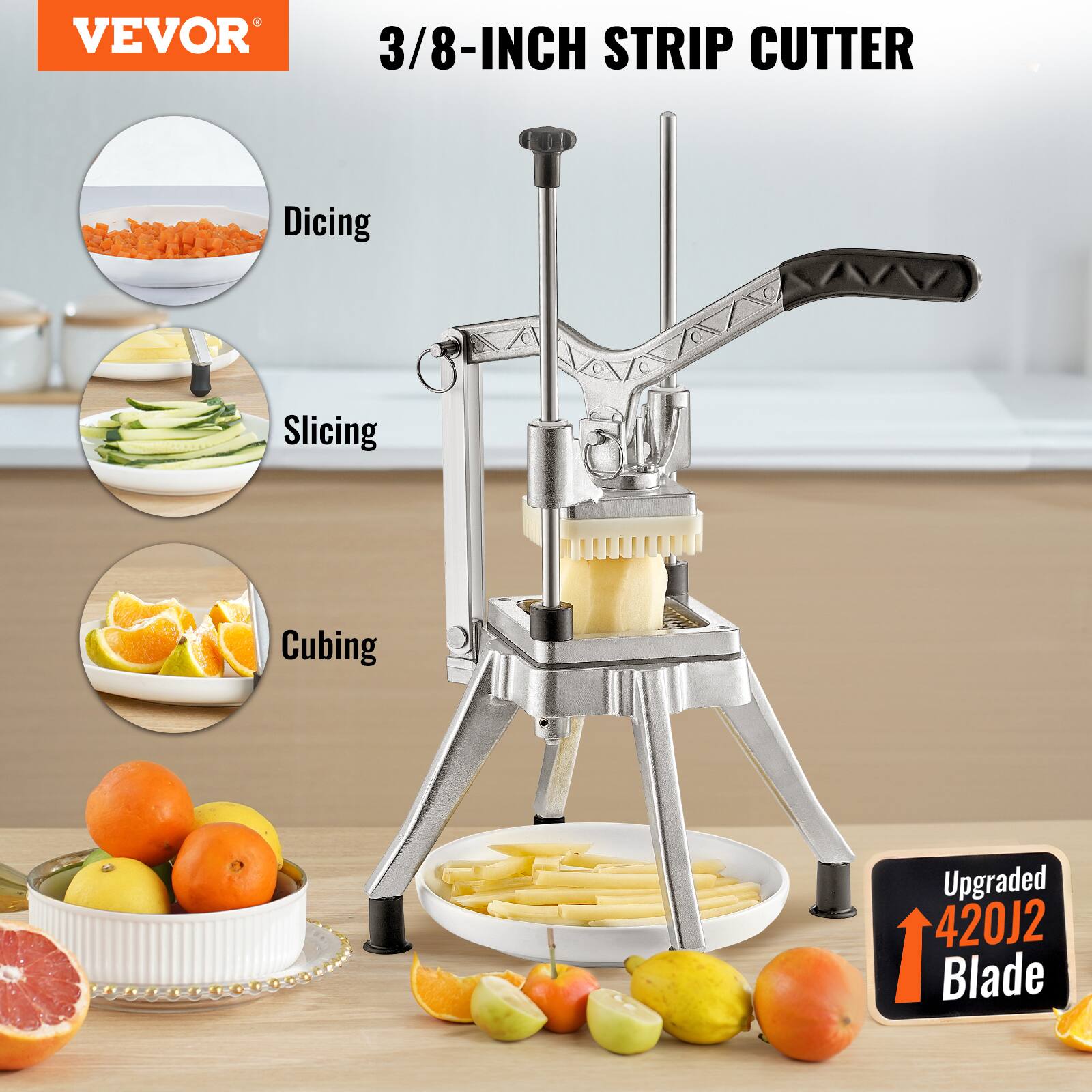 VEVOR 3/8-INCH STRIP CUTTER Dicing Slicing Cubing Upgraded 420J2 Blade