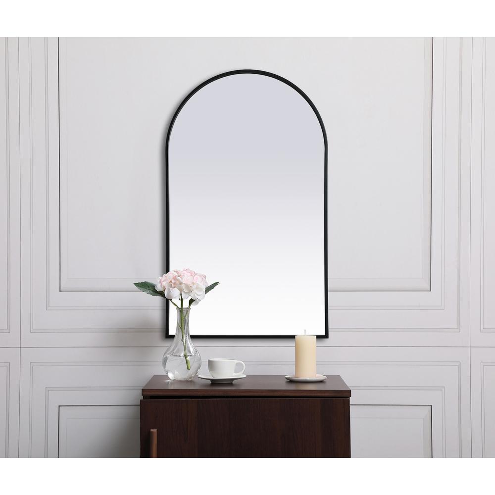 Alt View 3. Elegant Decor - Metal Frame Arch Mirror 24x40 Inch in Black - Black.