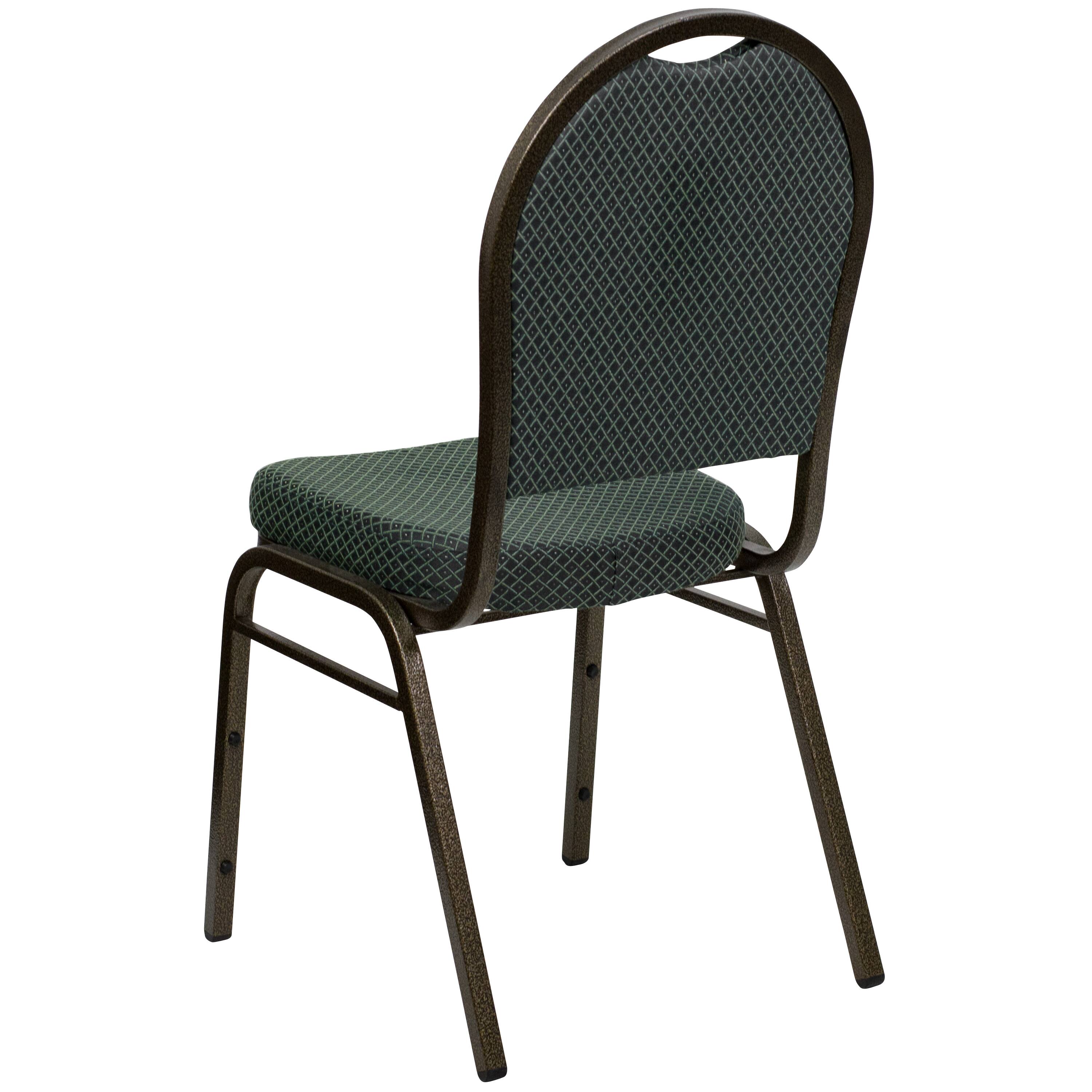 Alt View 5. Emma + Oliver - Dome Back Stacking Banquet Dining Chair - Green Patterned Fabric/Gold Vein Frame.