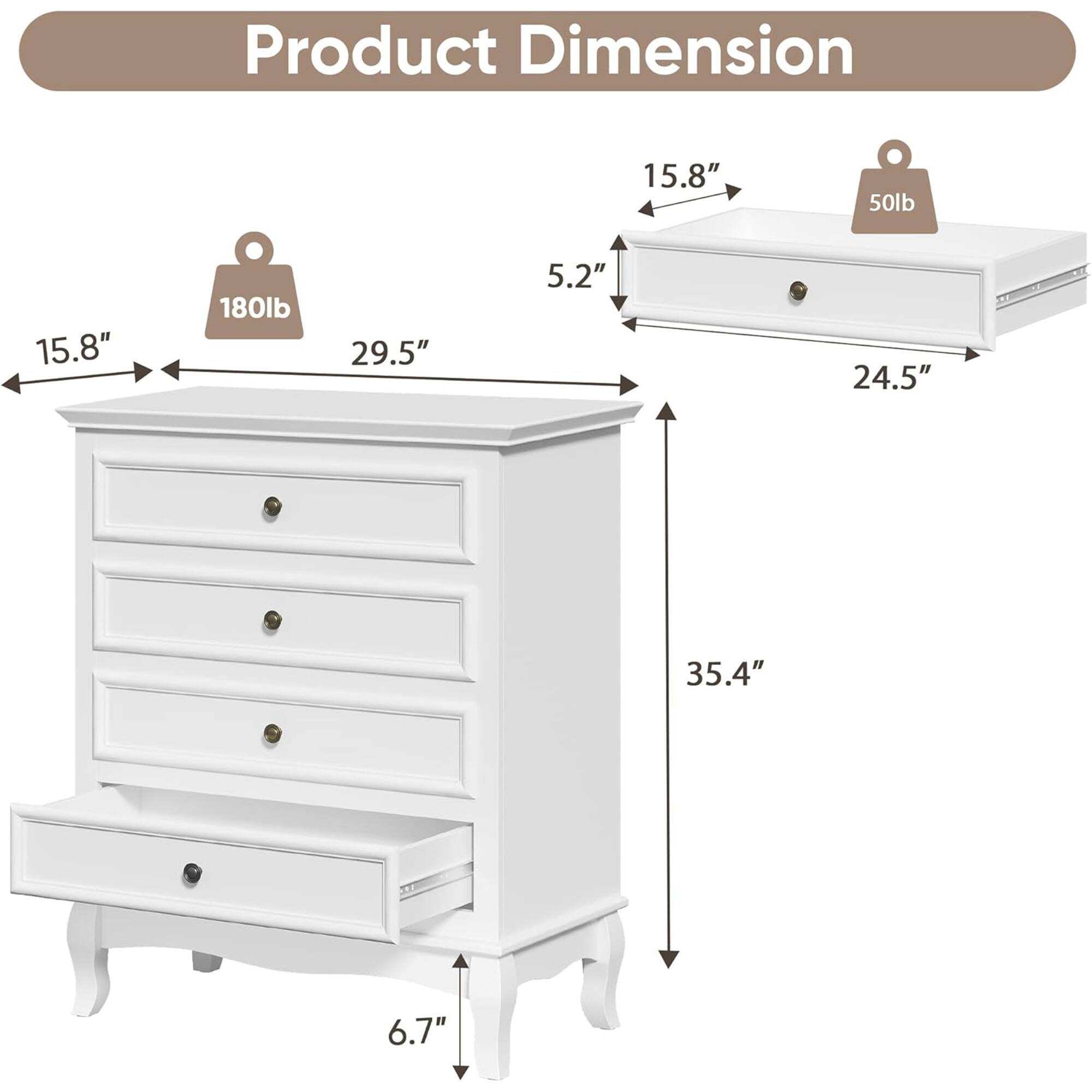 Product Dimension  
15.8" x 50lb  
15.8" x 180lb  
29.5" x 5.2"  
24.5" x 35.4" x 6.7"