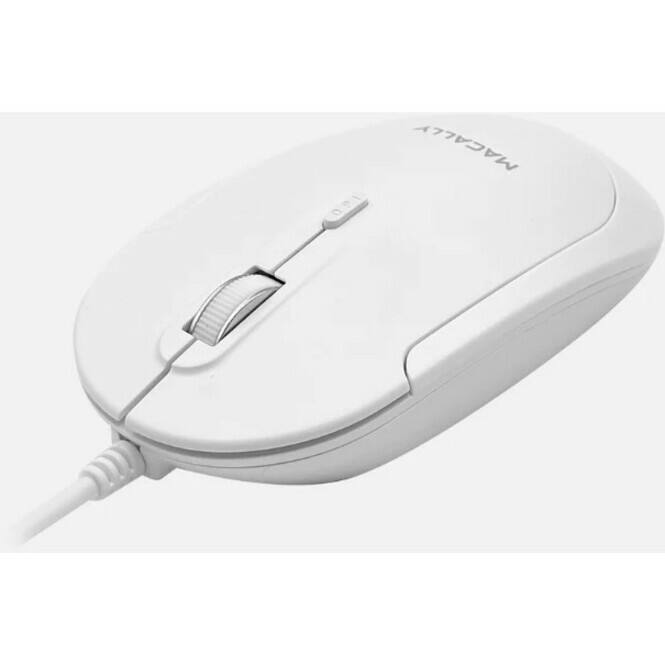Alt View 2. Macally - Macally USB-C Optical Quiet Click Mouse for Mac/PC White (UCDYNAMOUSEW) - Optical - Cable - White, Silver - USB Type C - Silver.