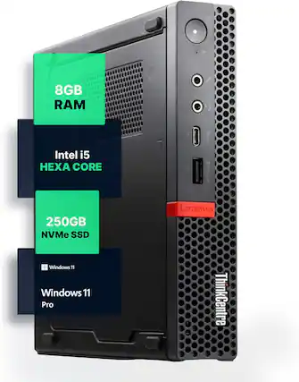 8GB RAM
Intel i5 HEXA CORE
250GB NVMe SSD
Windows 11 Pro
Lenovo ThinkCentre