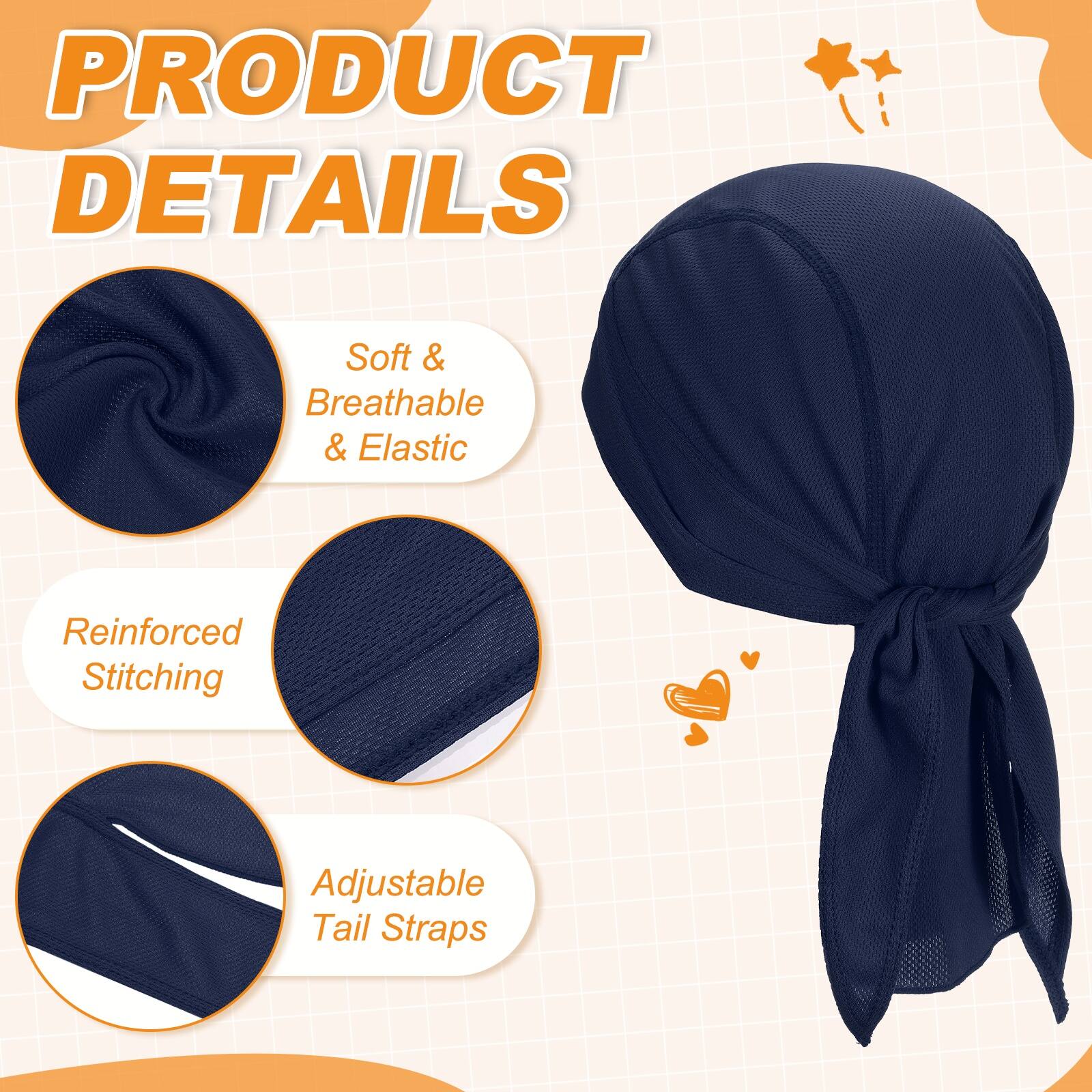 PRODUCT DETAILS

- Soft & Breathable & Elastic
- Reinforced Stitching
- Adjustable Tail Straps
