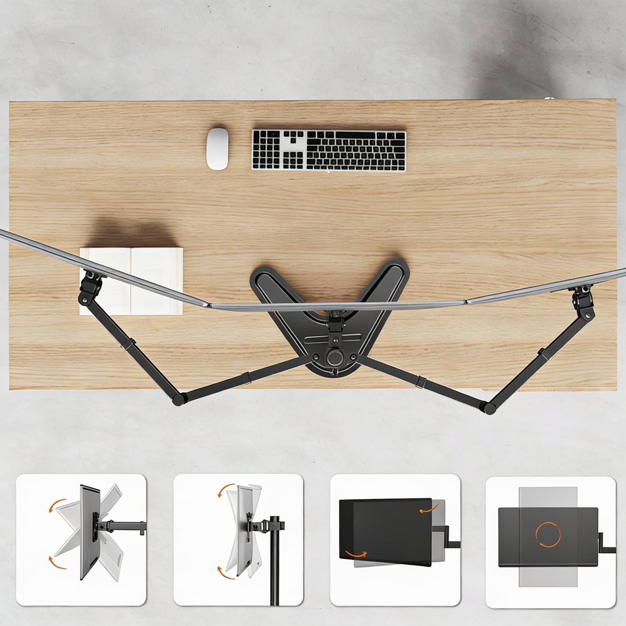 Alt View 2. Frangdom - Triple Monitor Stand 27" 22lb/Arm Free-Base Cable Management Black - BLACK.