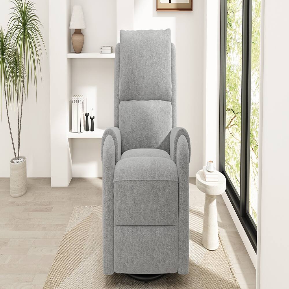 Left. Ropilly - Ropilly Grey Manual Massage Recliner Nursery Swivel Rocker with Timer - Grey.