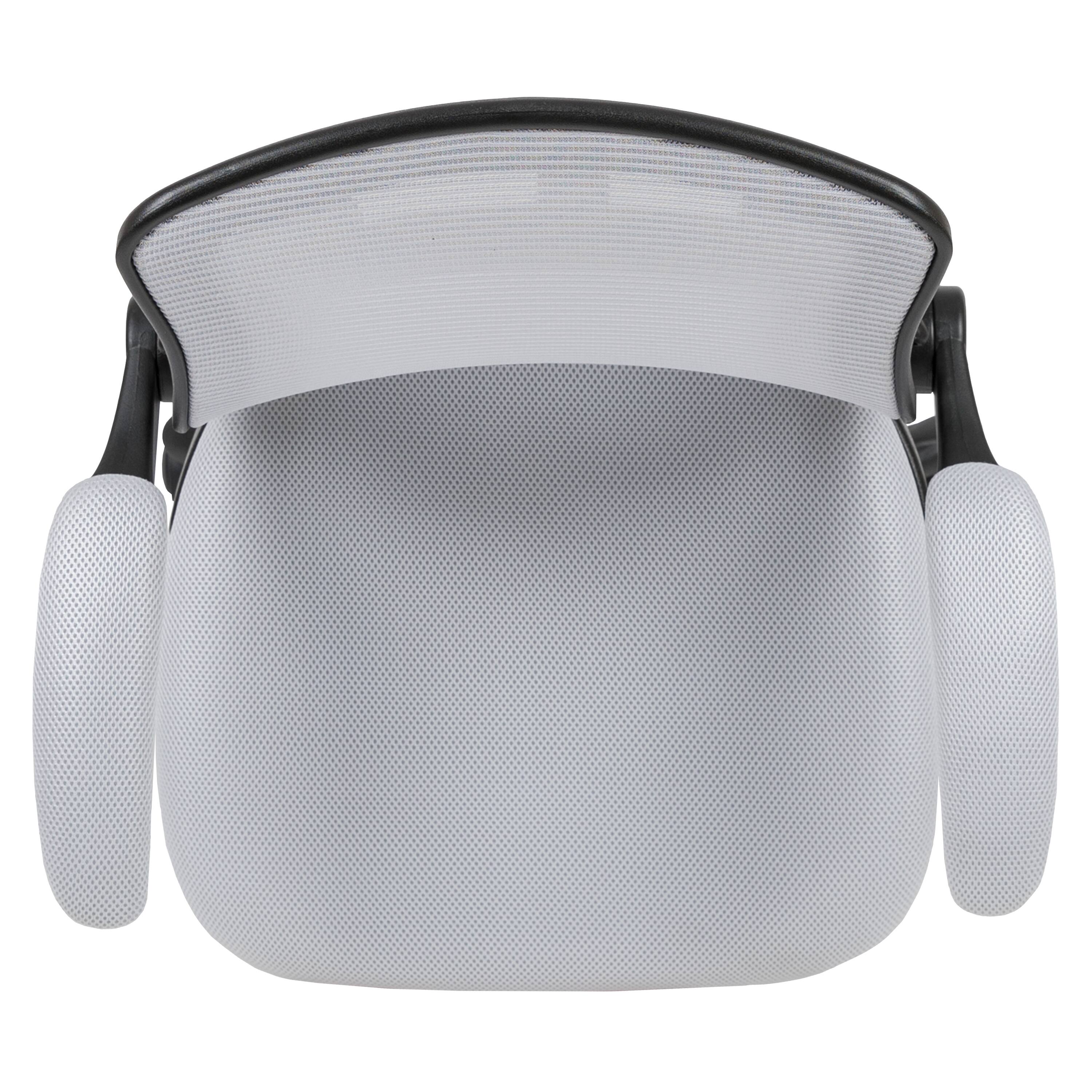Alt View 8. Emma + Oliver - Mid-Back Mesh Ergonomic Drafting Chair with Foot Ring and Flip-Up Arms - White.