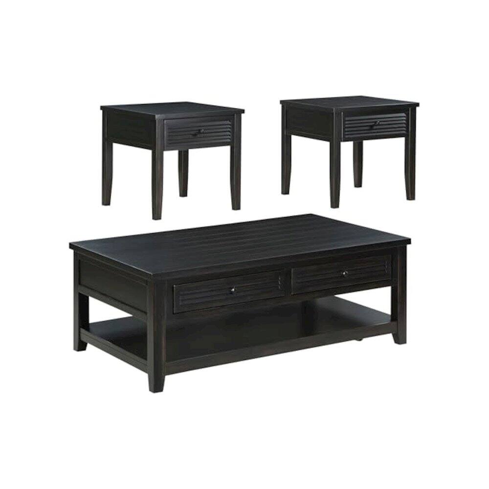 Front. Coaster Co. of America - Concord 3-piece Coffee and End Table Set Distressed Java - Black.