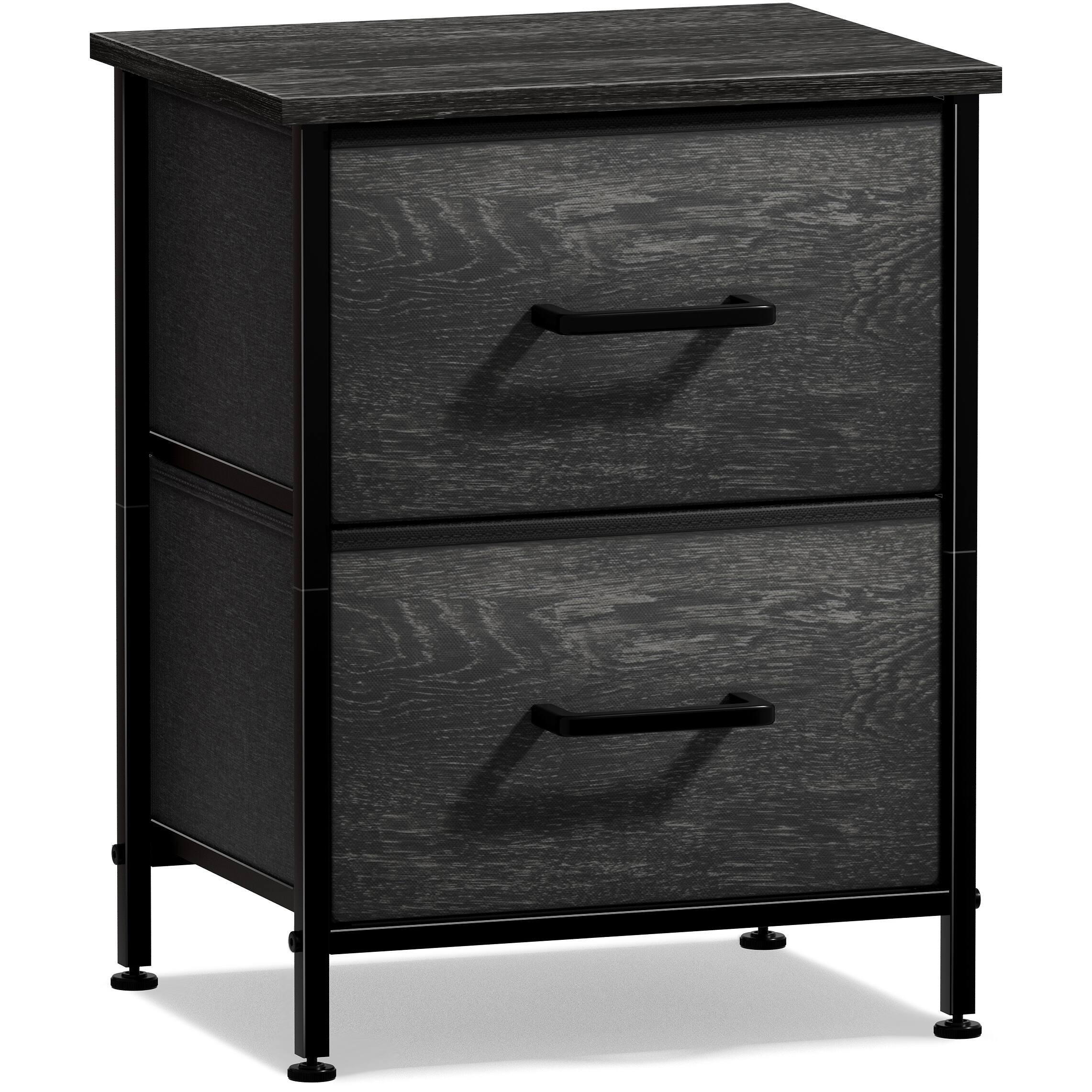 Alt View 3. Sorbus - Sorbus Nightstand with 2 Drawers - Steel Frame, Wood Top &Fabric Bins -Home, Bedroom, Office &College Dorm, Kids Bedside - Rustic black.