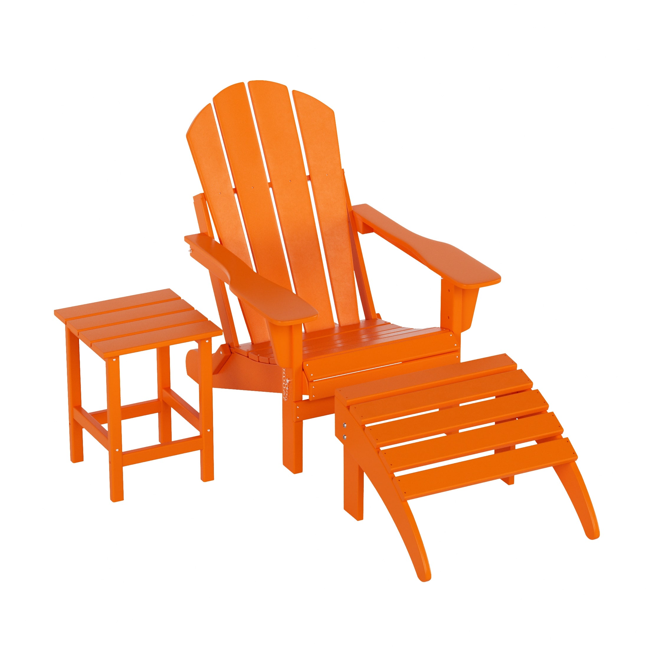 WestinTrends - Malibu 3-Piece set classic Adirondack chair with ottoman and a small coffee table (1 seater) - Orange price history on PriceWatchPro