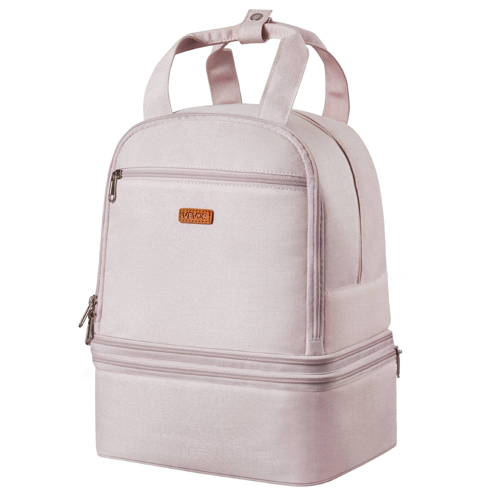 Alt View 5. VEVOR - Breast Pump Backpack, Breast Feeding Bag with Ice Pack, Fits for S1/S2, Pumping Accessories & Breastmilk Storage - Light pink.