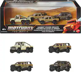 Mattel - Matchbox: The Movie Desert Chase Escape 1:64 Scale Die-Cast Vehicles 4-Pack - COLLECTIBLES - Multicolor