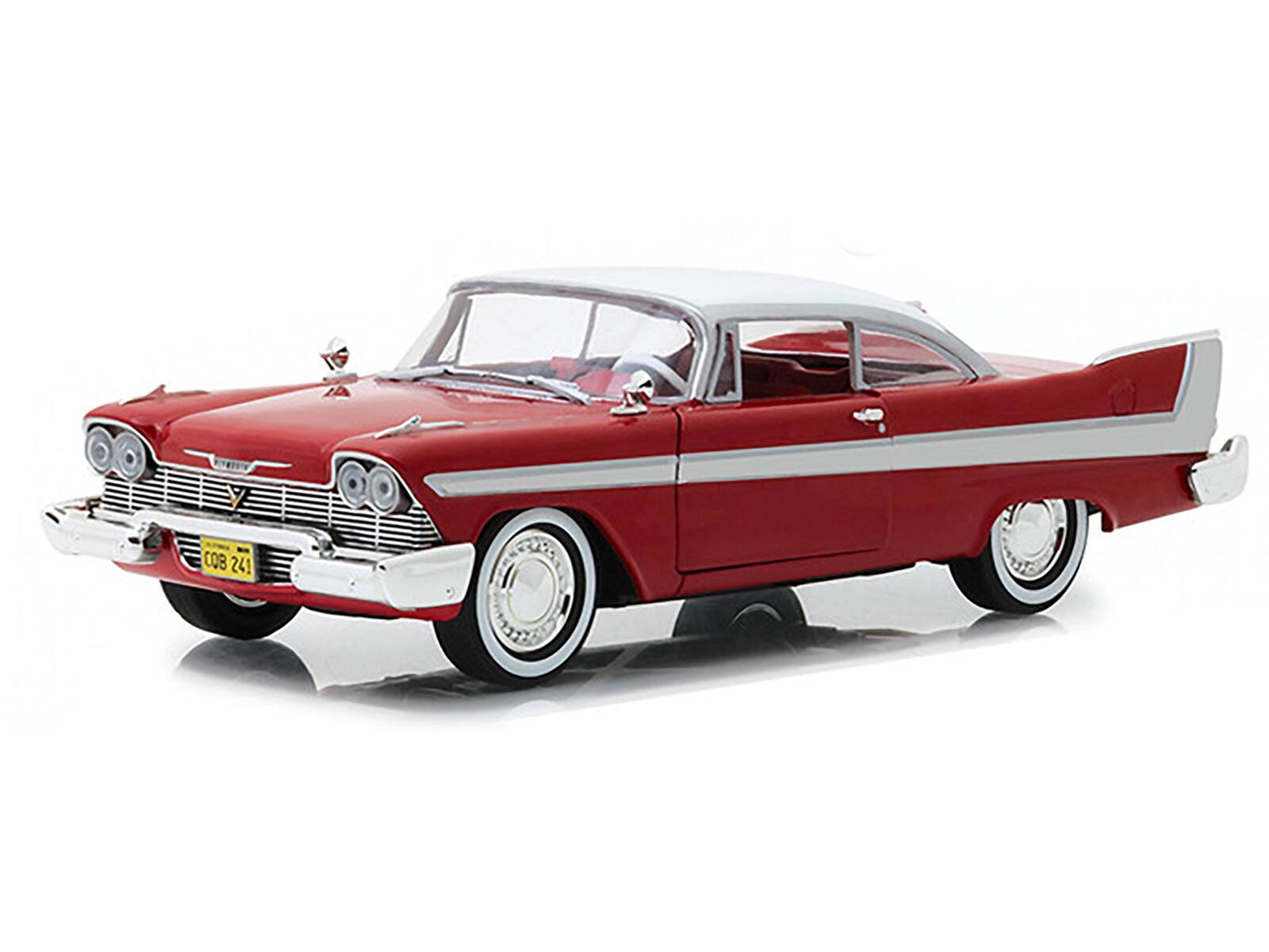 Angle. Greenlight - 1958 Plymouth Fury Red with White Top "Christine" (1983) Movie 1/24 Diecast Model Car by Greenlight - Fury Red with White.