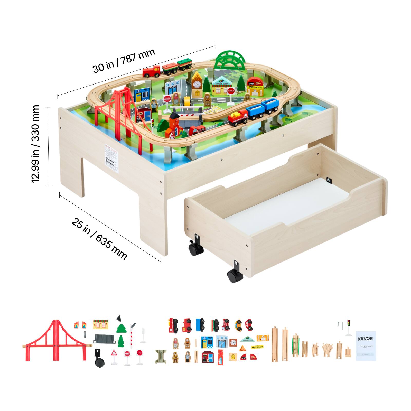 30 in / 787 mm  
12.99 in / 330 mm  
25 in / 635 mm  

VEVOR