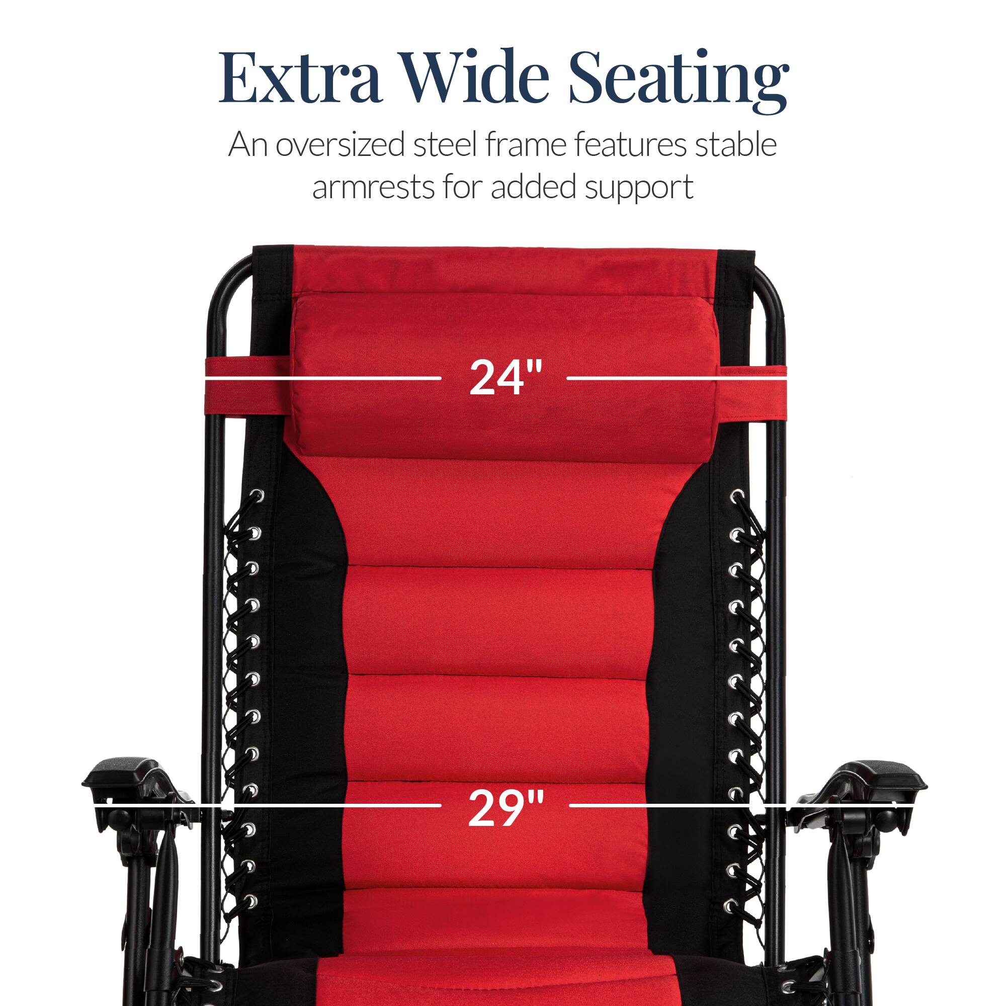Extra Wide Seating

An oversized steel frame features stable armrests for added support

24"

29"