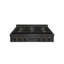ZLINE - Designer 36 in. 6 Burner DuoPro Gas Rangetop in Black Satin Steel with Black and Bronze Accents (PSRTBSZ-36-MBCB) - Black Satin Stainless Steel