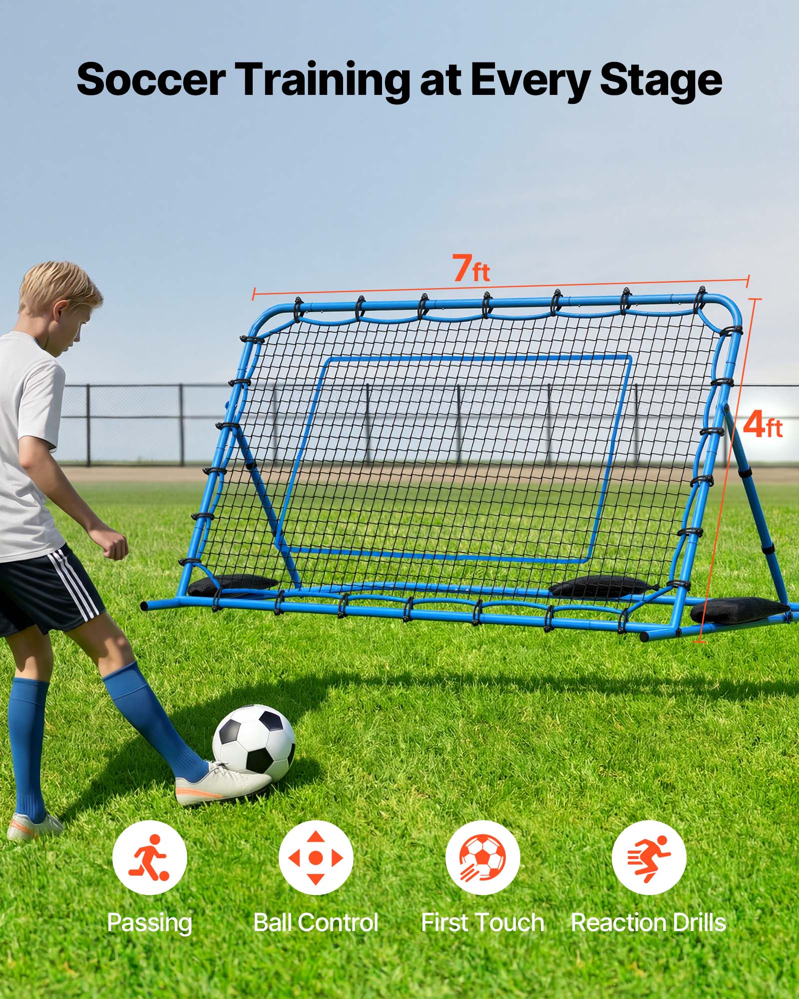 Soccer Training at Every Stage

7ft 4ft

Passing  
Ball Control  
First Touch  
Reaction Drills