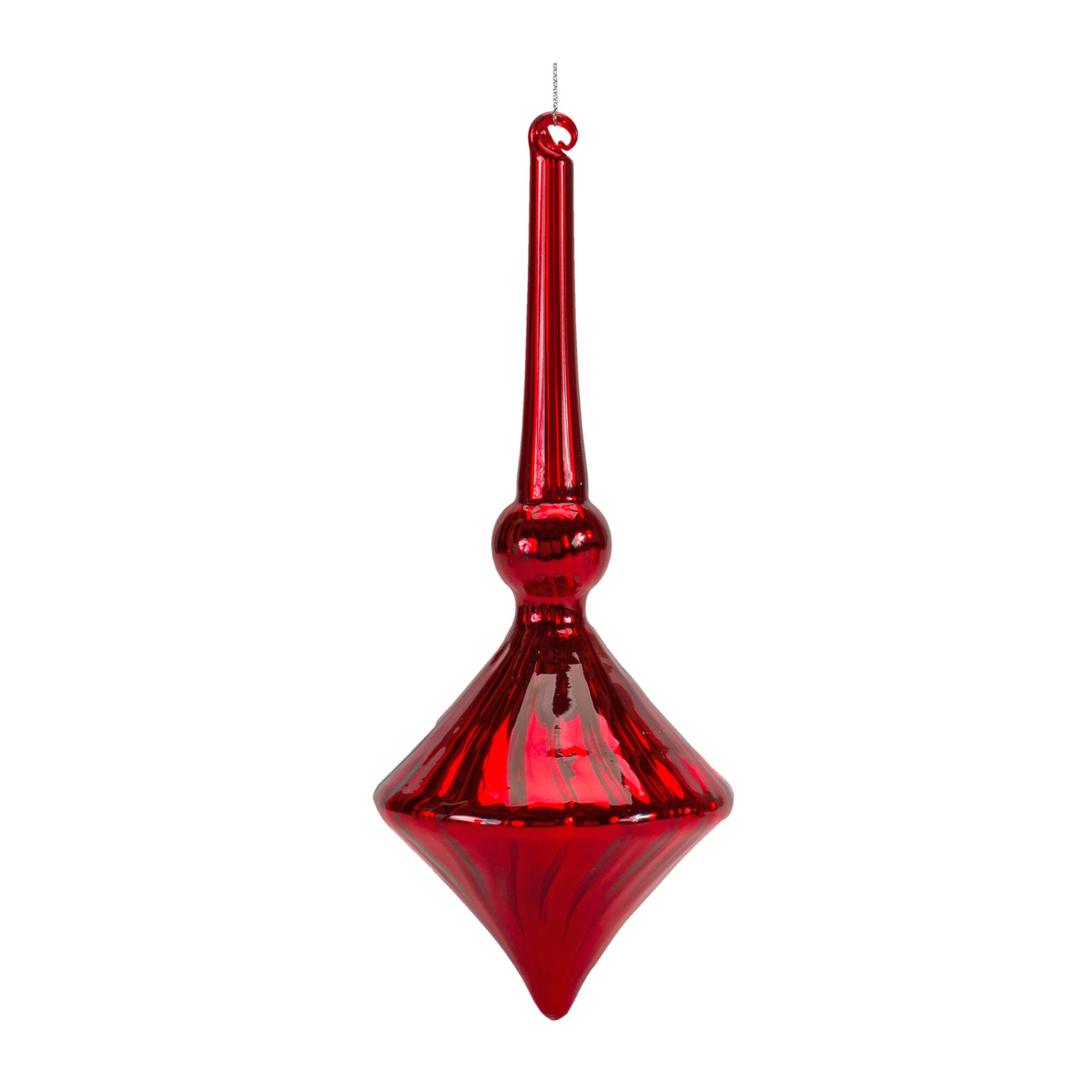 Alt View 1. BreeBe - Modern Red Finial Drop Ornament (Set of 6) - Red.