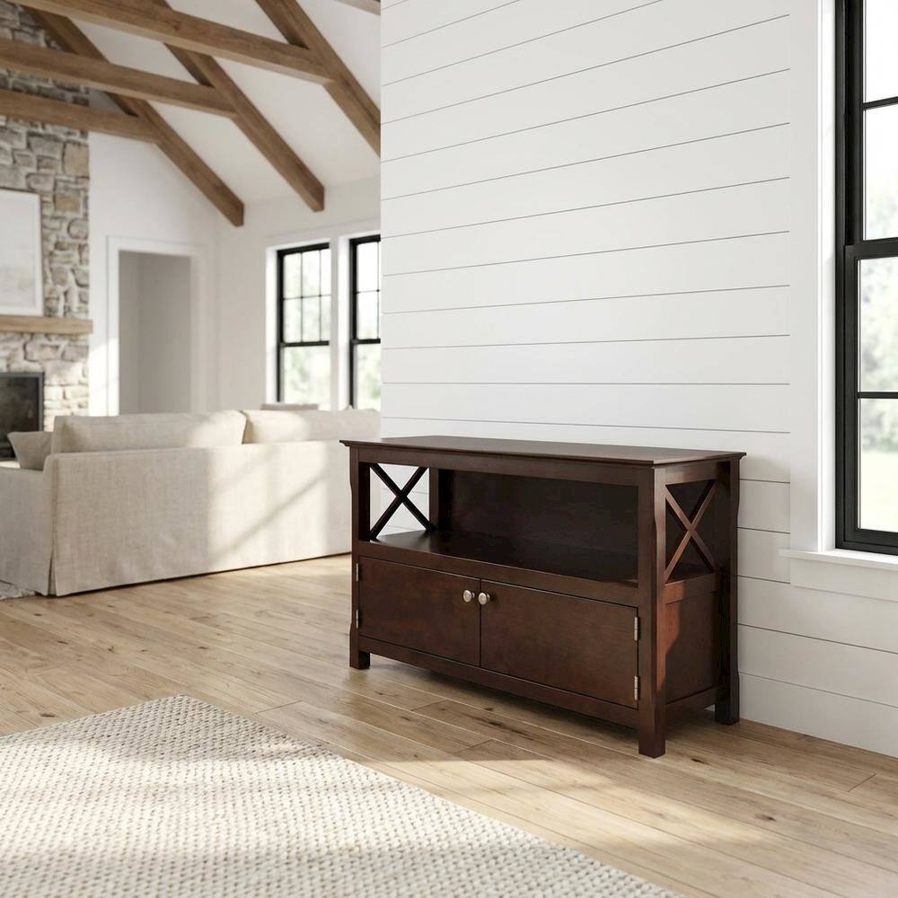 Alt View 4. FurniFact - Black TV Stand with Spacious Storage and Modern Design - Cappuccino.
