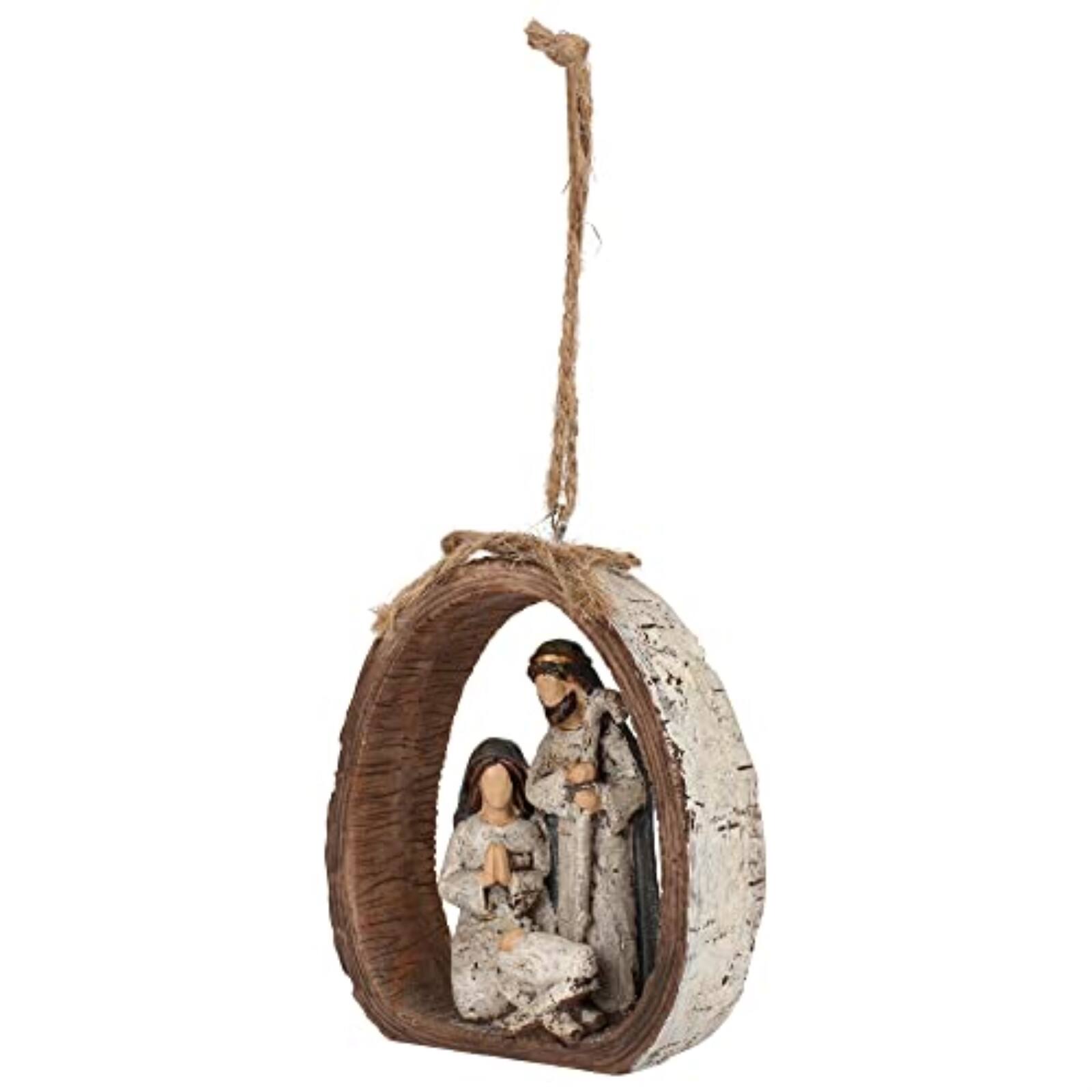 Alt View 1. Ganz - Ganz Nativity Holy Family Resin Christmas Tree Ornament 3.7 inch - Brown.