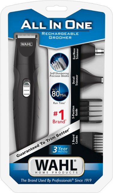 Angle Zoom. Wahl - Trimmer with 5 Guide Combs - Black.