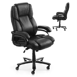 VEVOR - Executive Office Chair with Knob-Control Lumbar Support, 500lb Capacity Office Chair, Heavy Duty Ergonomic Chair - Black